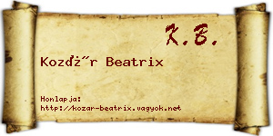 Kozár Beatrix névjegykártya